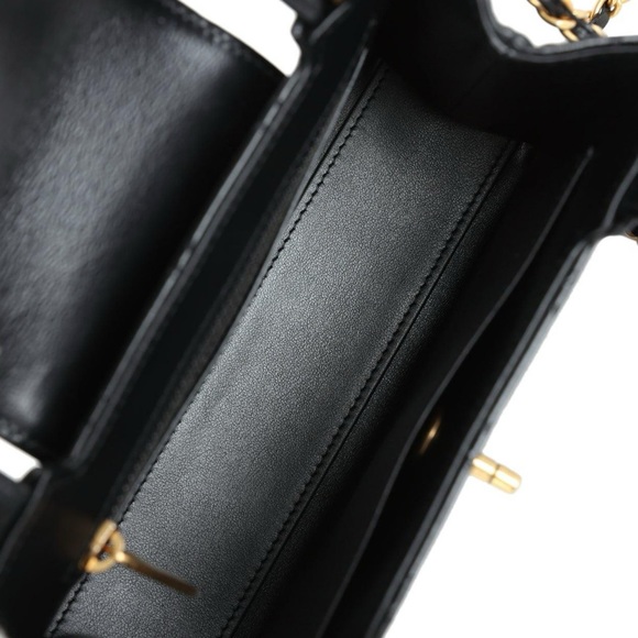 NEW CHANEL 24P BLACK LEATHER NANO KELLY MINI TOP HANDLE SHOPPING BAG - Picture 7 of 16